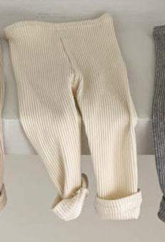 Baby Cotton Stretch Leggings | Pit Stripe Texture | 3 Months To 3 Years | Closed Crotch