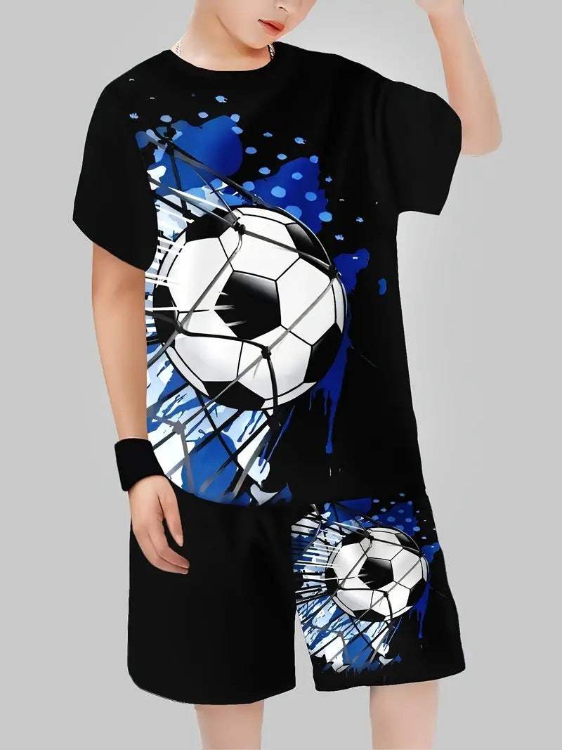 Boys' 3D Printed Sports Shirt And Shorts Set | Animal And Cartoon Prints | Version 2
