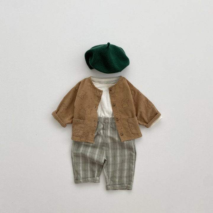 Baby Boys' Plaid Trousers | Leisure | Orange, Gray And Green Plaid