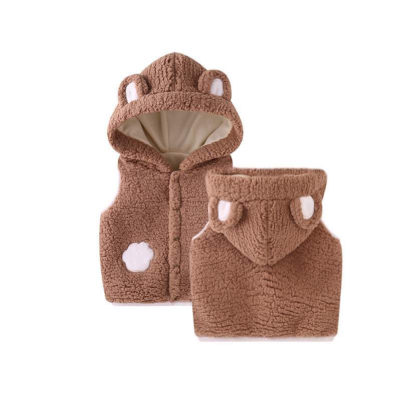 Baby Girl Thickened Waistcoat And Hooded Jacket Set | Baby & Children's Outerwear