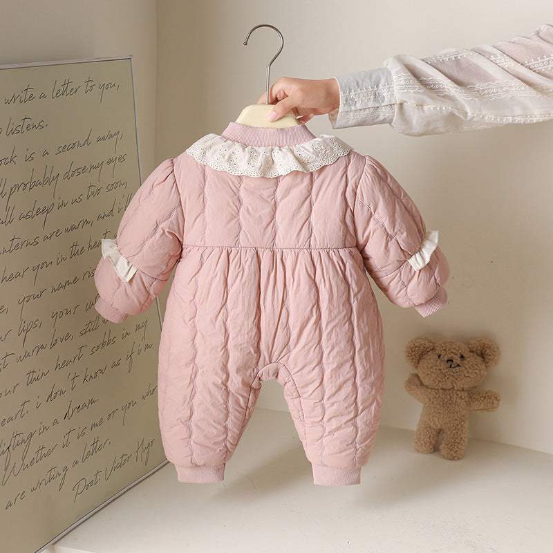 Baby Girl Princess Thin Cotton Romper | Pink | Autumn And Winter