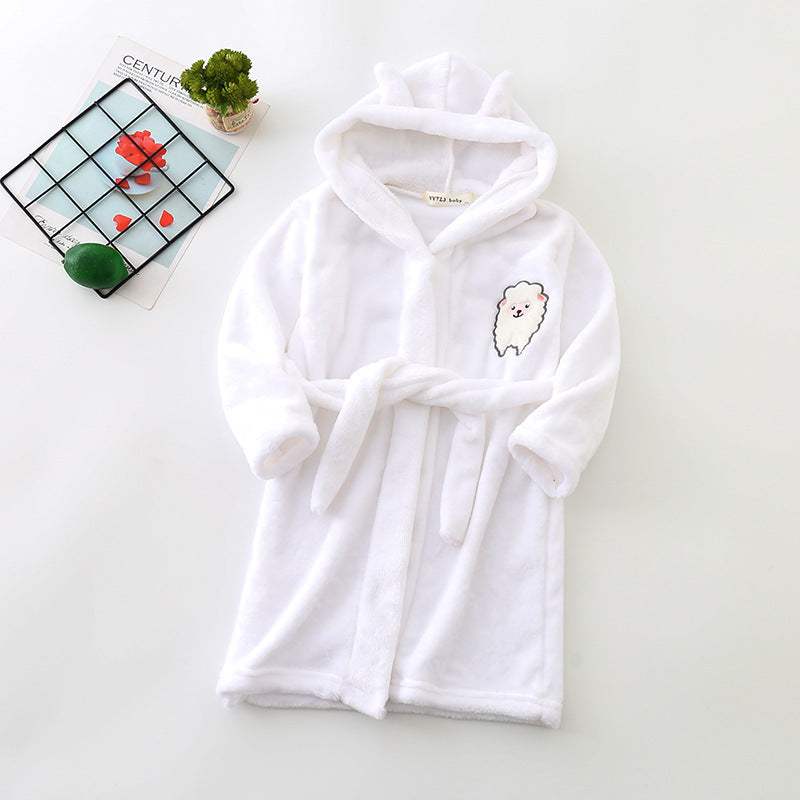 Kids Flannel Bathrobe | Hooded | Unisex Sleepwear | Ages 3 To 8 Years