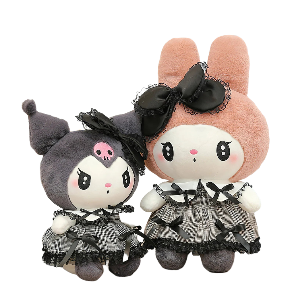 Large Kawaii Gothic Kuromi & My Melody Plush Toy - Soft Cuddly Fun