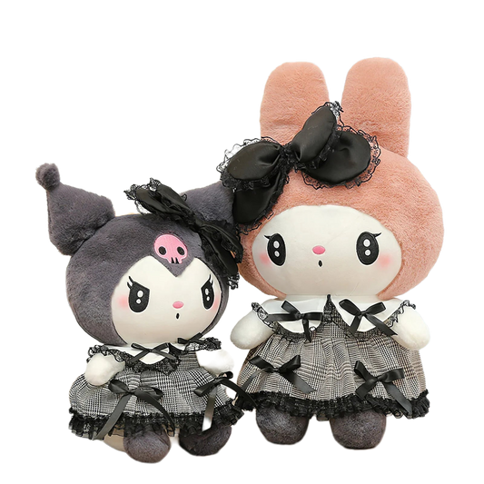 Large Kawaii Gothic Kuromi & My Melody Plush Toy - Soft Cuddly Fun