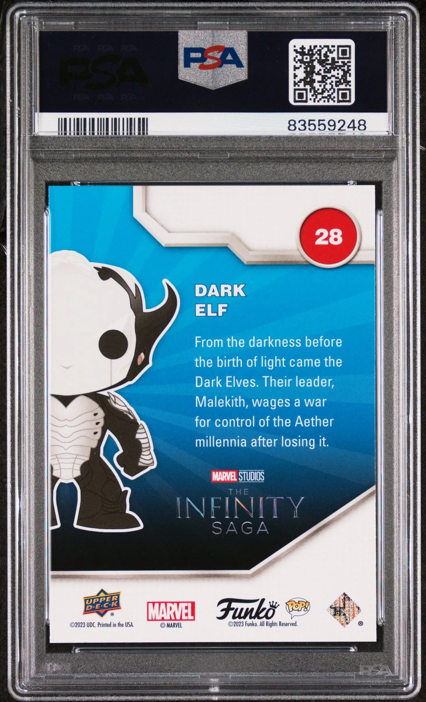 2023 UPPER DECK FUNKO POP MARVEL DARK ELF PLATINUM #28 PSA 10 - ToylandEU