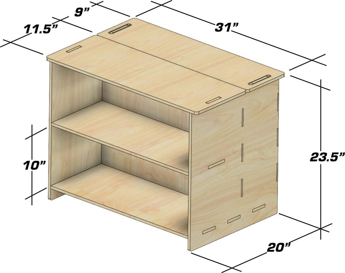 Montessori Toy Shelf | Hidden Storage | Baltic Birch Plywood | 31" High
