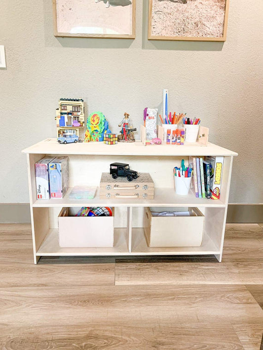 Montessori Toy Shelf | 41 Inch Hidden Storage | Baltic Birch | Nursery Ready