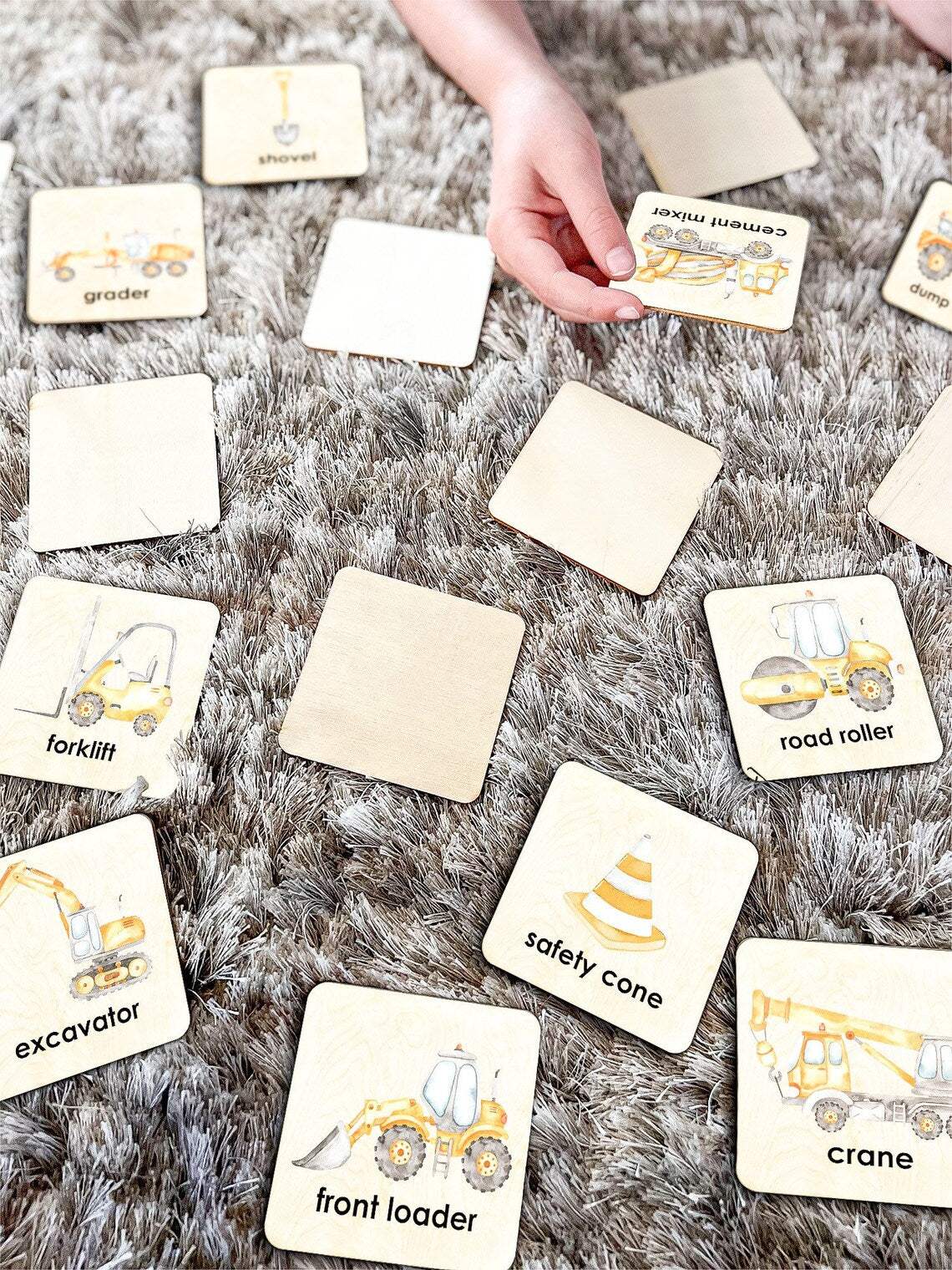 Montessori Memory Cards | Construction Theme | 24 Card Set | Early Learners