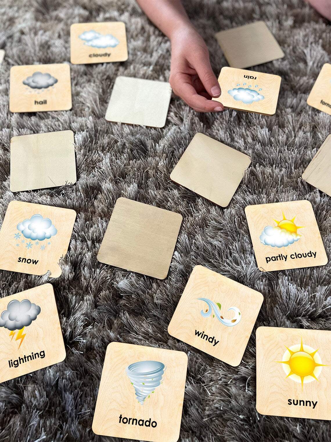 Memory Game Cards | Weather Theme | 18 Matching Pieces | Toddler Learning