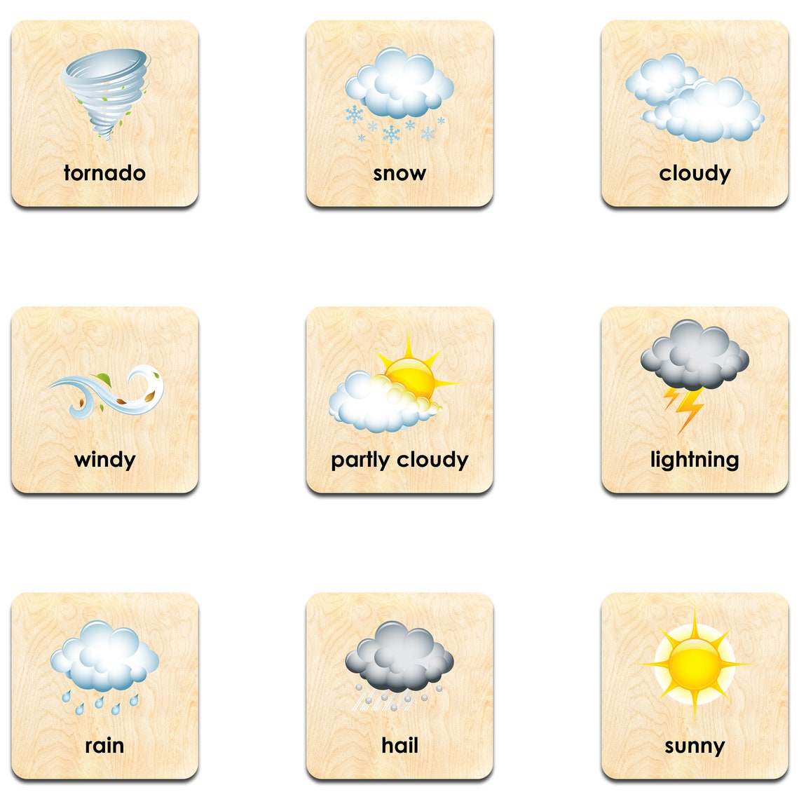 Memory Game Cards | Weather Theme | 18 Matching Pieces | Toddler Learning