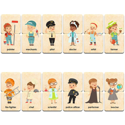 Montessori Memory Game | Professions Theme | 24 Card Set | Toddler Learning