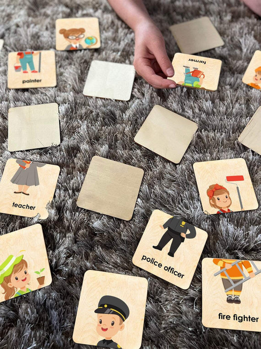 Montessori Memory Game | Professions Theme | 24 Card Set | Toddler Learning