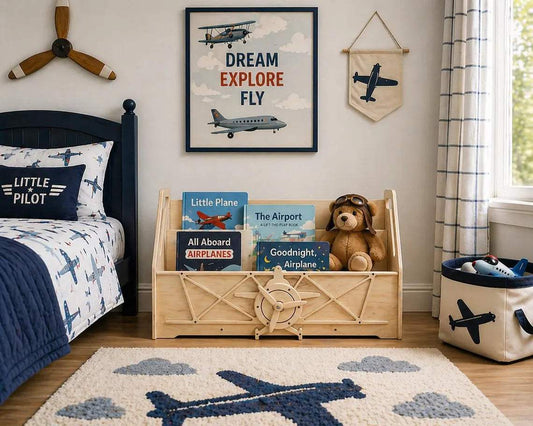 Airplane Bookshelf | Multi-Tier Storage | Kids Room Decor