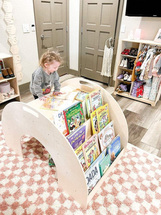 Bookshelf Desk Combo | 4 Shelf Design | Pre Sanded Finish | Montessori Kids