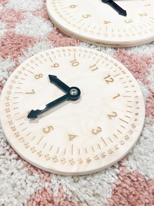 Montessori Learning Clock | Handcrafted Wood | Pre Sanded Math Kit | Kids