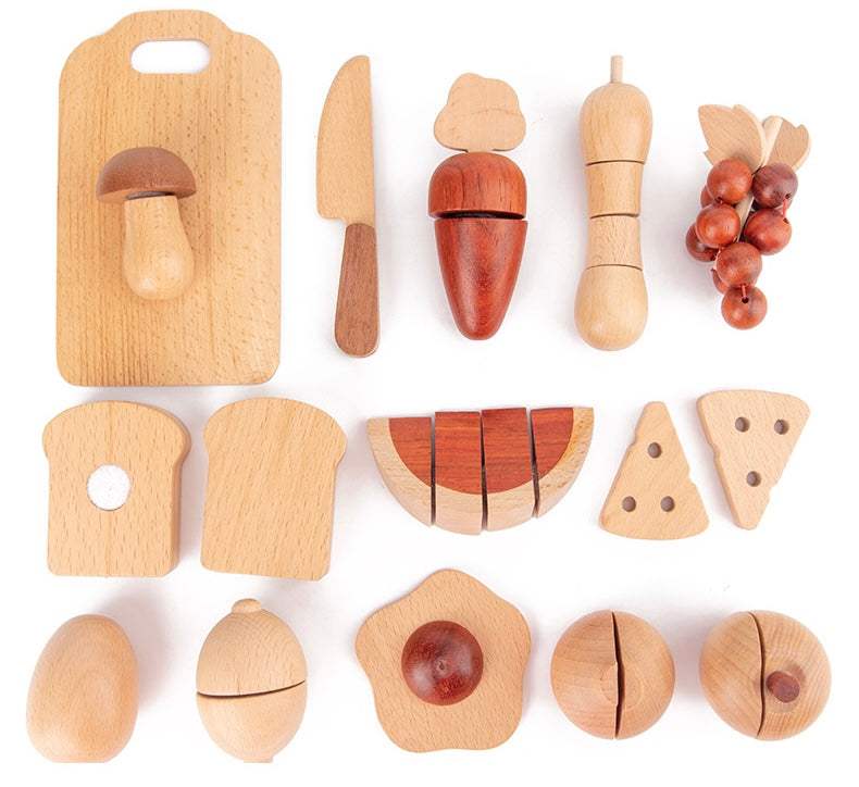 Wooden Fruit Cutting Set | 30 Pieces With Velcro | Audible Click | Toddlers