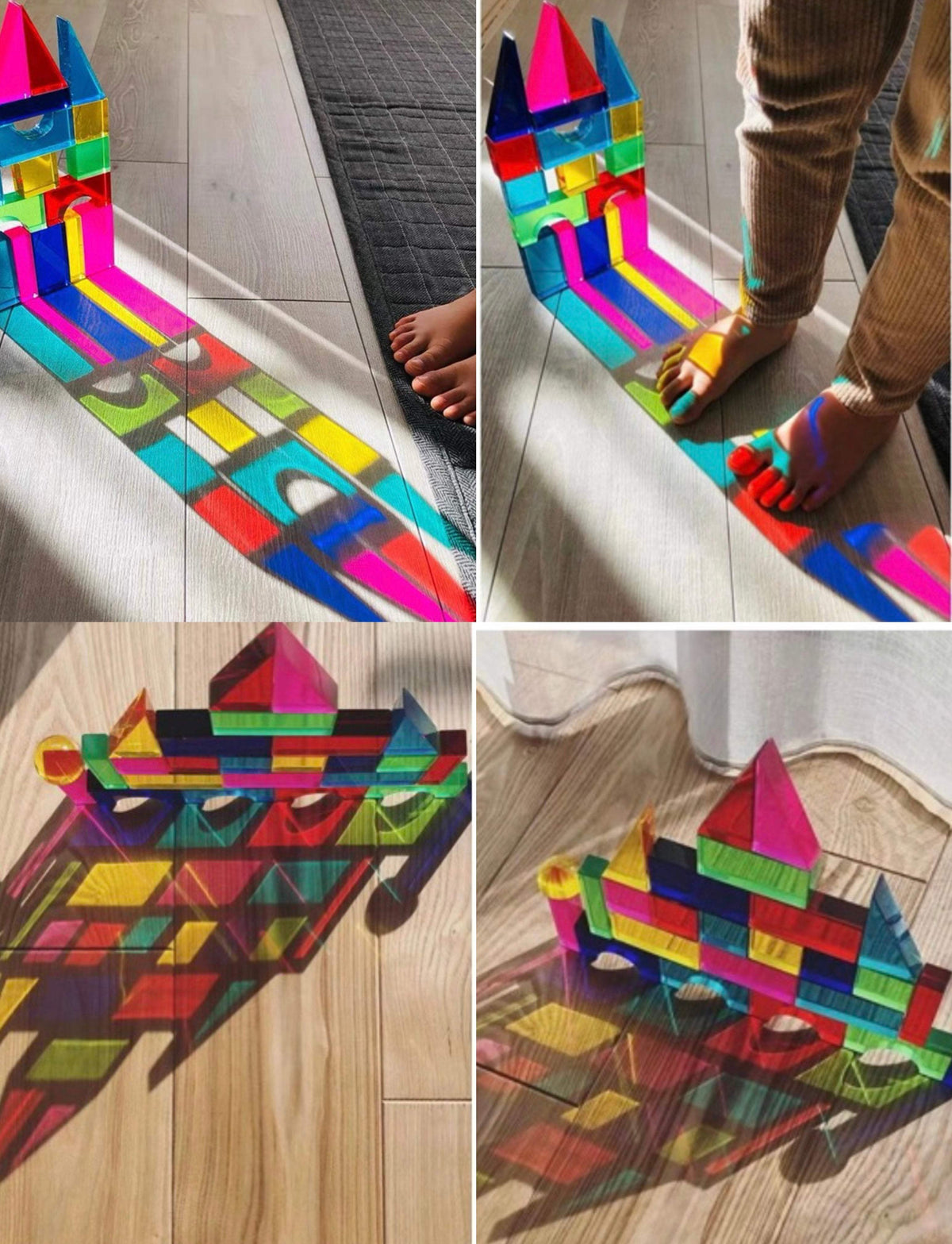 Acrylic Building Blocks | 28 Piece Set | Translucent Colors | With Storage Tray