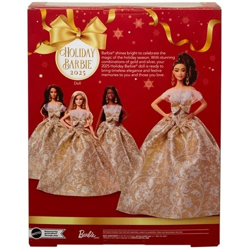 Barbie Holiday Doll 2025 Sparkling Silver Gold Gown