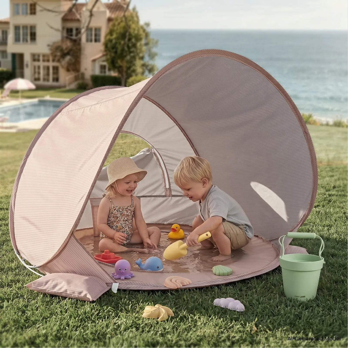 Toddler Beach Tent | 3-In-1 Sun And Wind Shield | Splash Pool