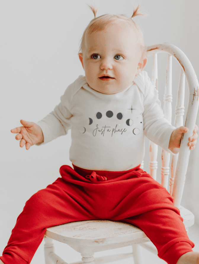 Organic Short Sleeve Bodysuit | Moon Phase Graphics | Baby