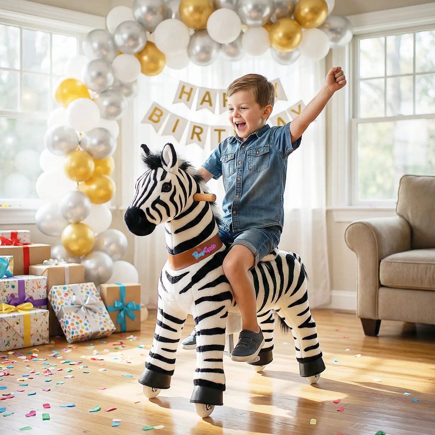 Model U® Zebra Ride-On Toy Age 4–7 - PonyCycle, Inc.