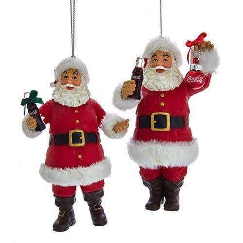 Santa Ornaments | Vintage Coke Bottle Art | Set Of Two | Holiday Decor
