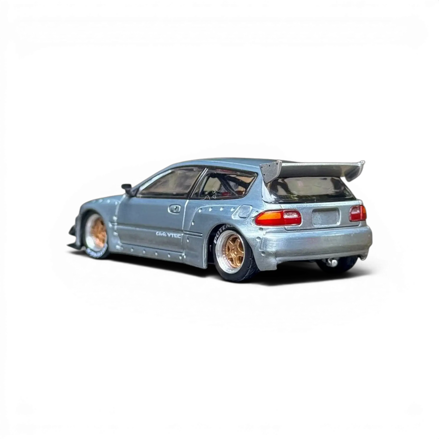 Pop Race Honda Civic EG6 Raw Metal 1:64 - Lot57Supplies Diecast Shop