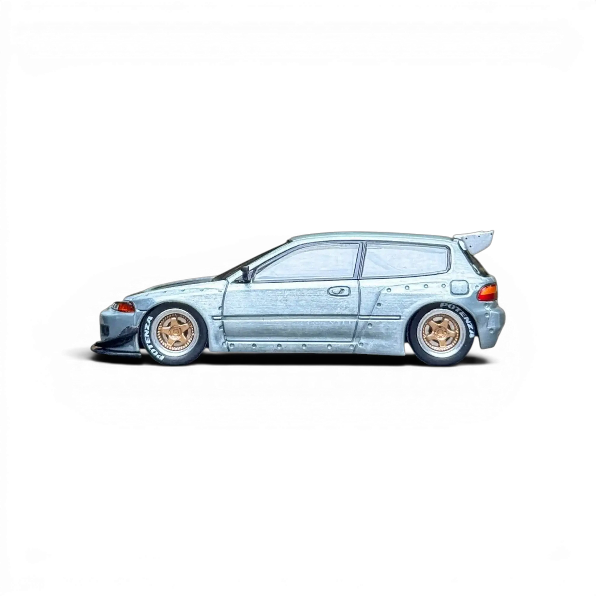 Pop Race Honda Civic EG6 Raw Metal 1:64 - Lot57Supplies Diecast Shop