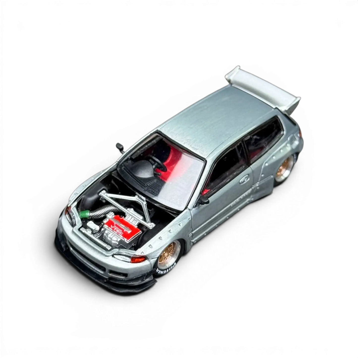 Pop Race Honda Civic EG6 Raw Metal 1:64 - Lot57Supplies Diecast Shop
