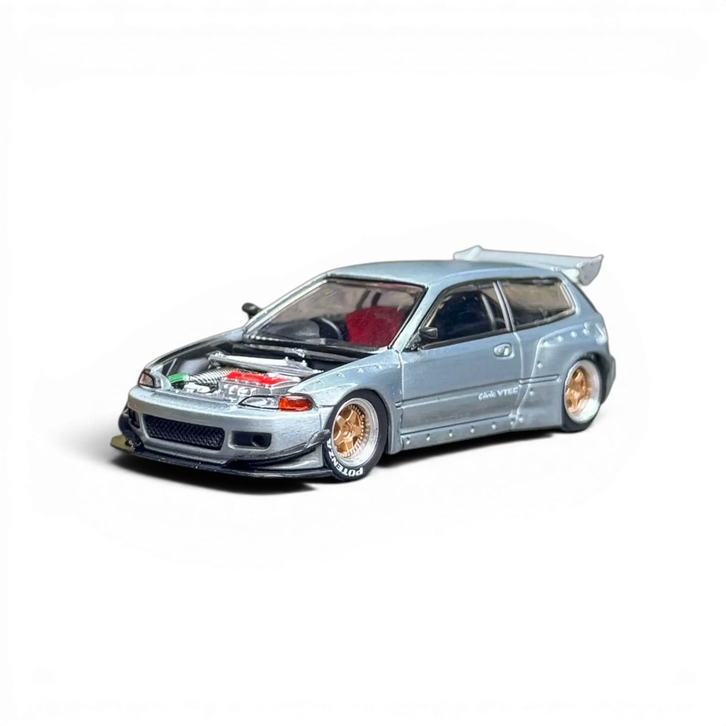 Pop Race Honda Civic EG6 Raw Metal 1:64 - Lot57Supplies Diecast Shop