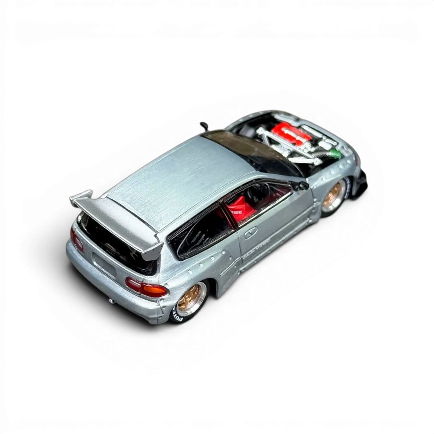 Pop Race Honda Civic EG6 Raw Metal 1:64 - Lot57Supplies Diecast Shop