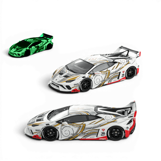 Flame Lamborghini Huracan GT LP610 White Gray - Glow in dark 1:64