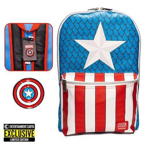 Captain America Cosplay Backpack With Enamel Pin Set Exclusive