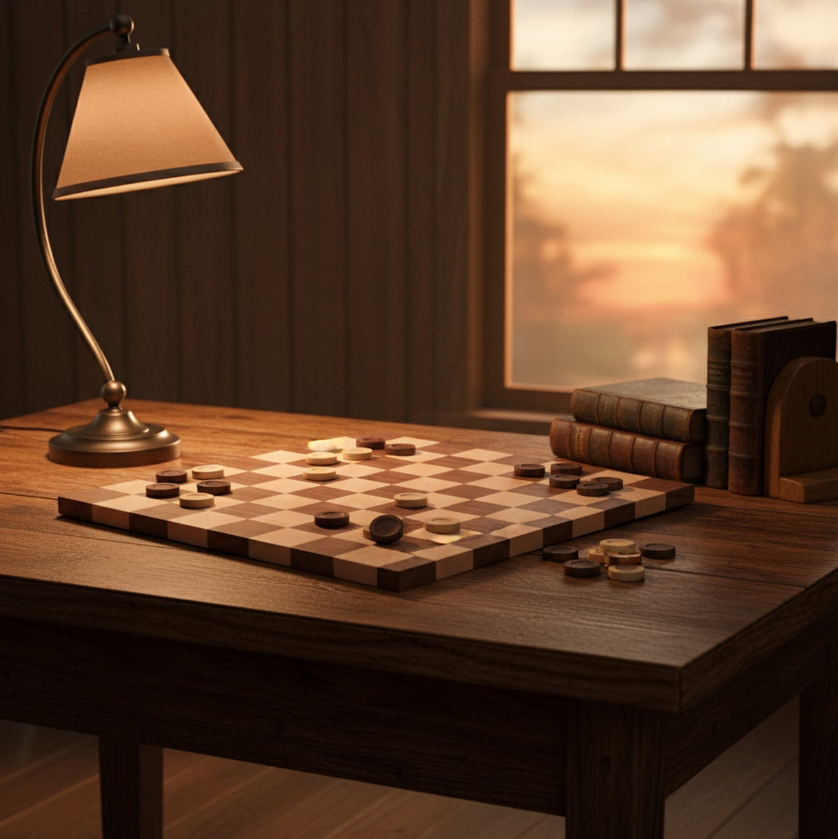 Amish Made Maple/Walnut Hardwood 18" Chess and Checkers Wooden Game Board