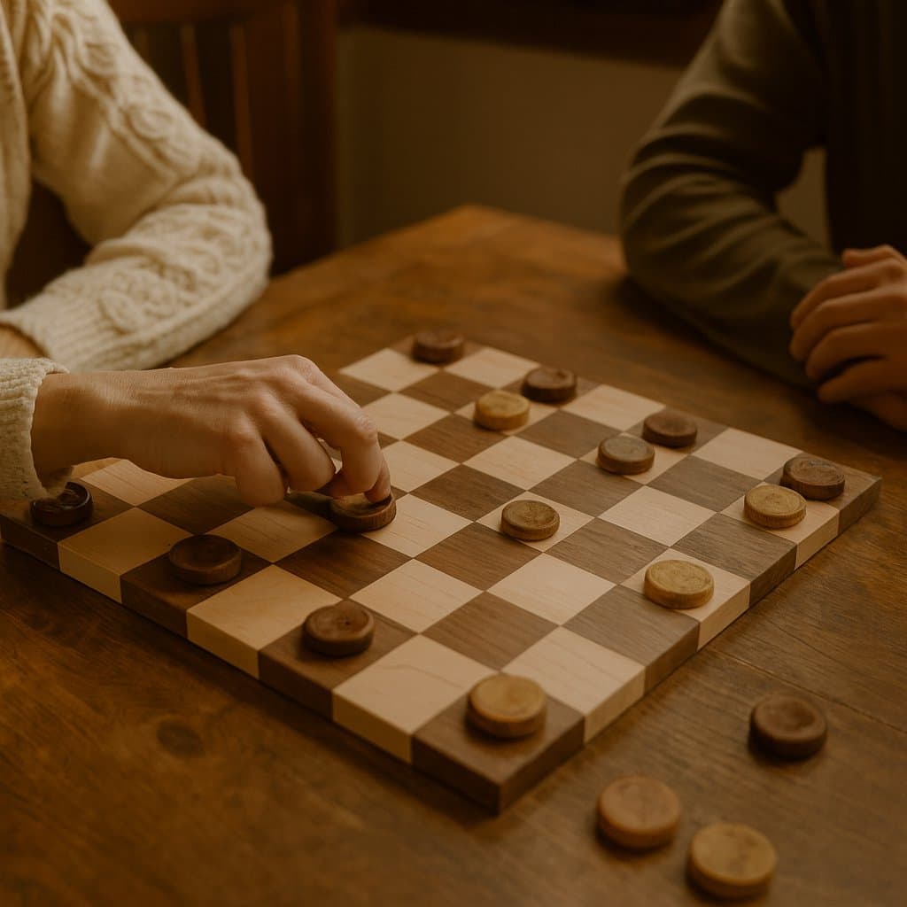 Amish Made Maple/Walnut Hardwood 18" Chess and Checkers Wooden Game Board