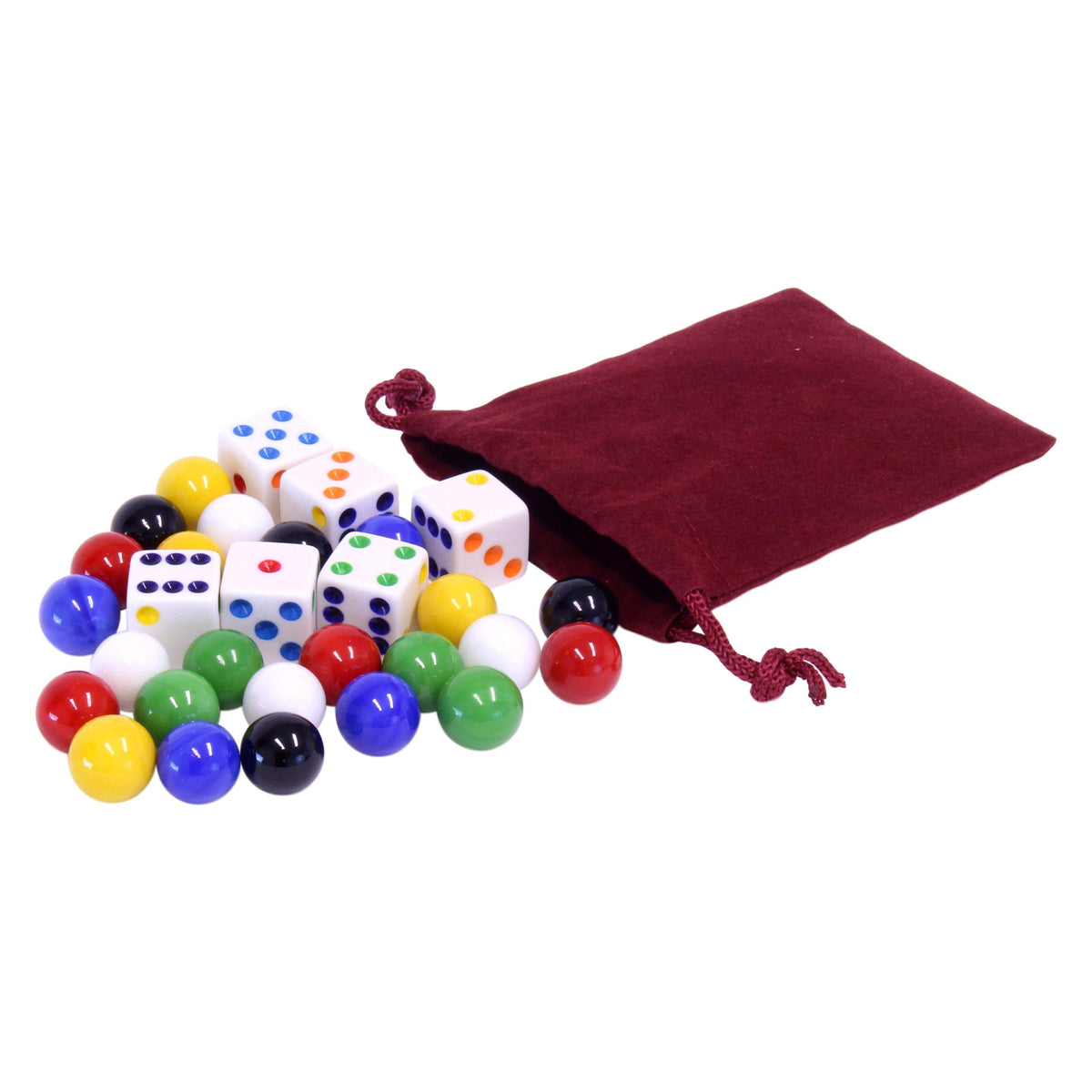 Aggravation Game Replacement Pieces | 24 Marbles 6 Dice | 14mm Glass Marbles