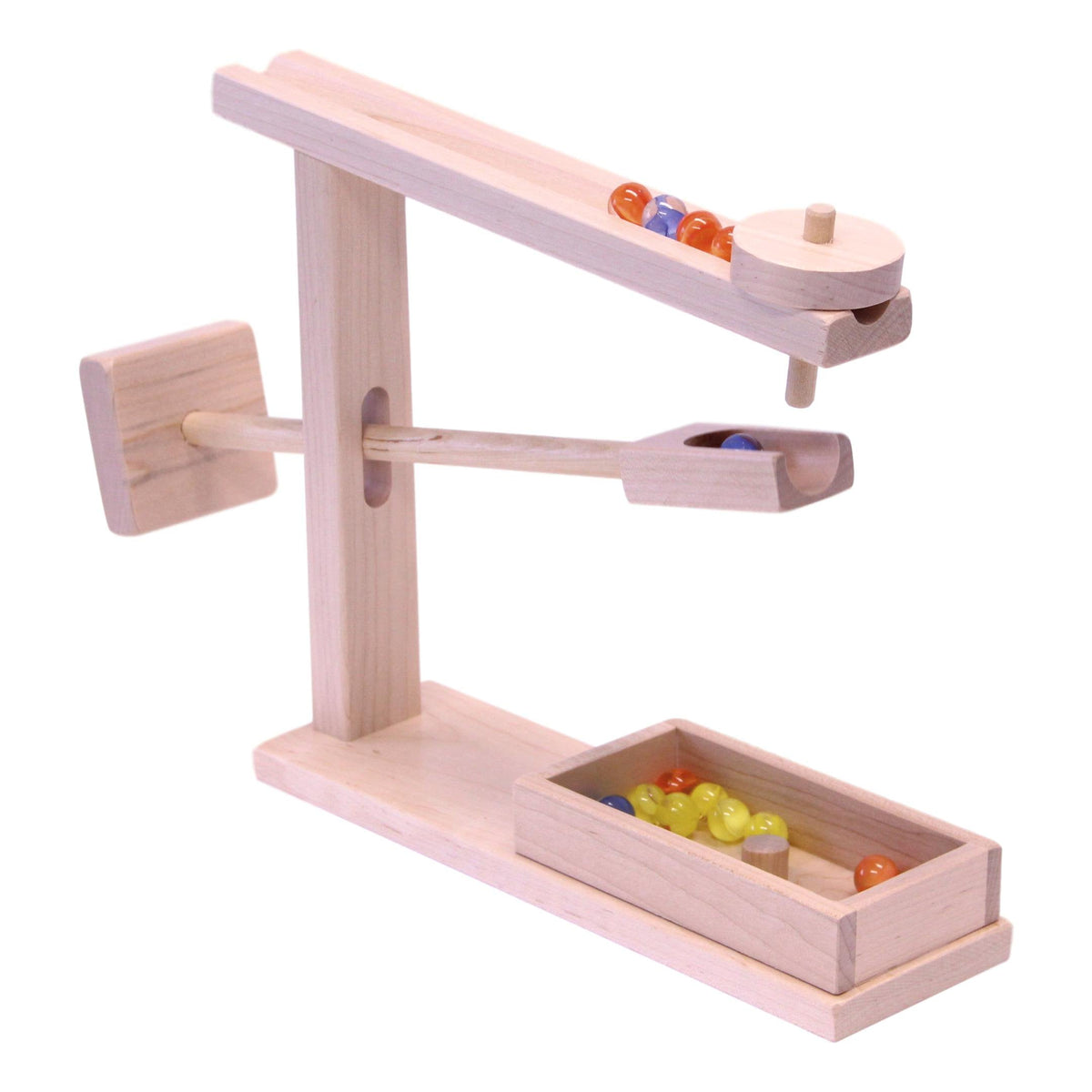 Wooden Marble Roller Machine Toy, Child-Safe Maple/Walnut Finish