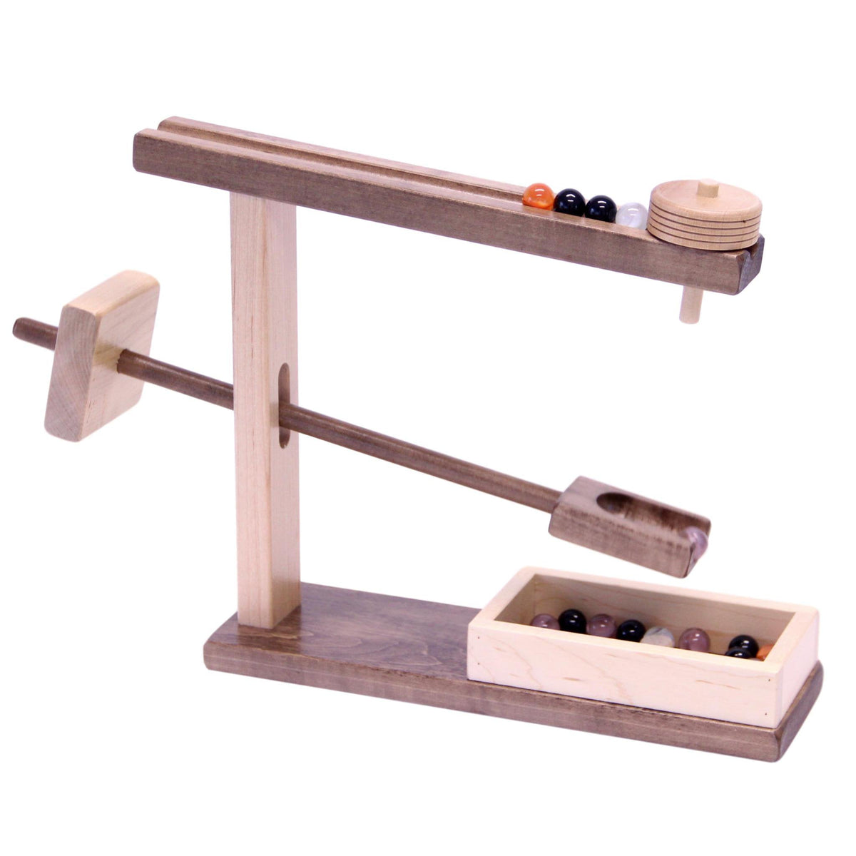 Wooden Marble Roller Machine Toy, Child-Safe Maple/Walnut Finish