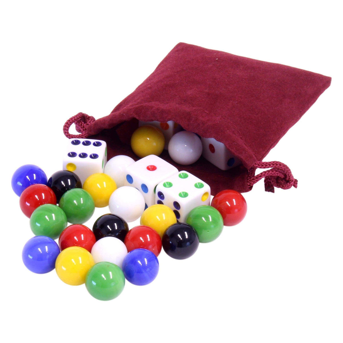 Aggravation Game Replacement Pieces | 24 Marbles 6 Dice | 14mm Glass Marbles