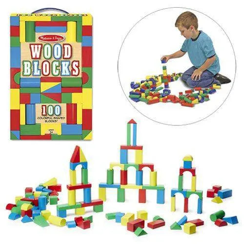 100 Wooden Blocks Set for Creative Building Play Adventures
