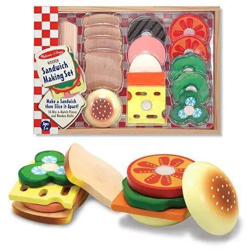 Wooden Sandwich Making Set for Kids with 16 Pieces