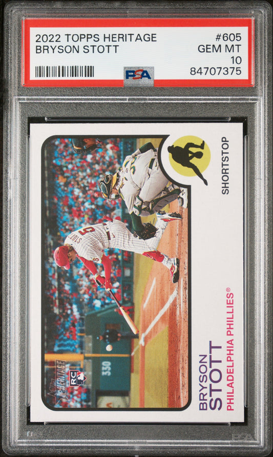 Bryson Stott 2022 Topps Heritage Rookie Card PSA 10