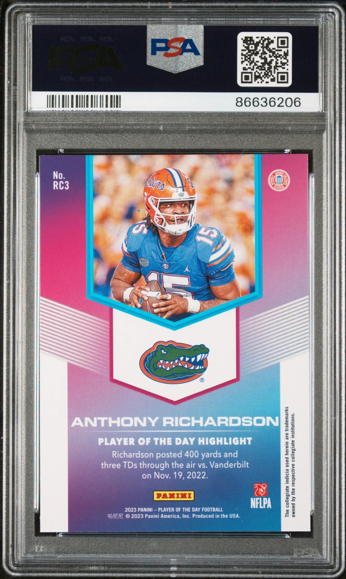 Anthony Richardson Panini Rookie Card PSA 9 Graded Edition