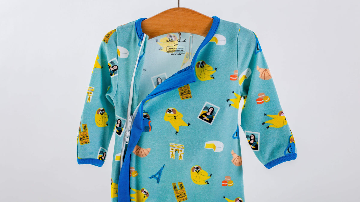 Aya & Pete in Paris | Organic Cotton Kids Pajamas & Book Set | Nola Tawk