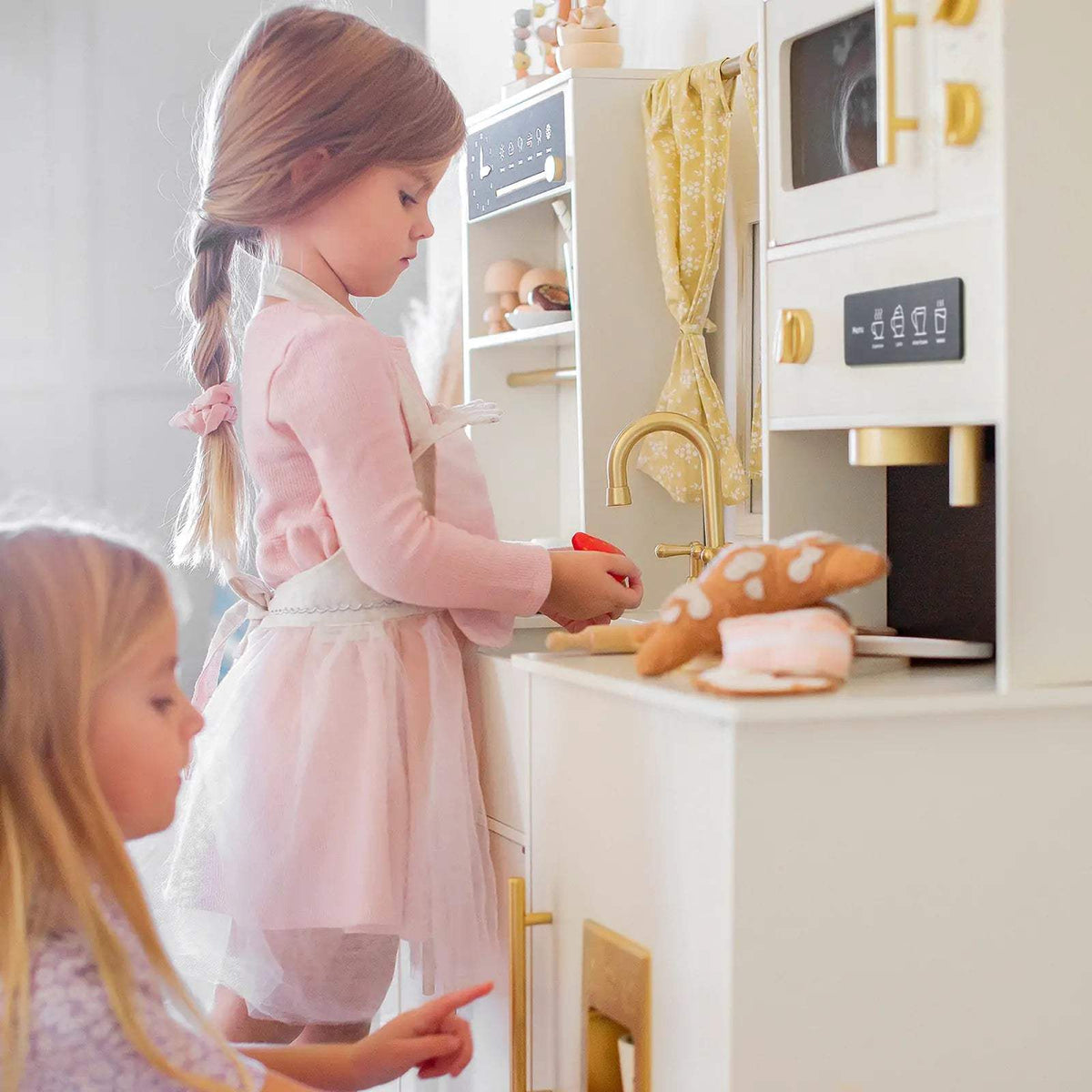 Tiny Land Play Kitchen | Wood Construction | Cream Accents For Kids