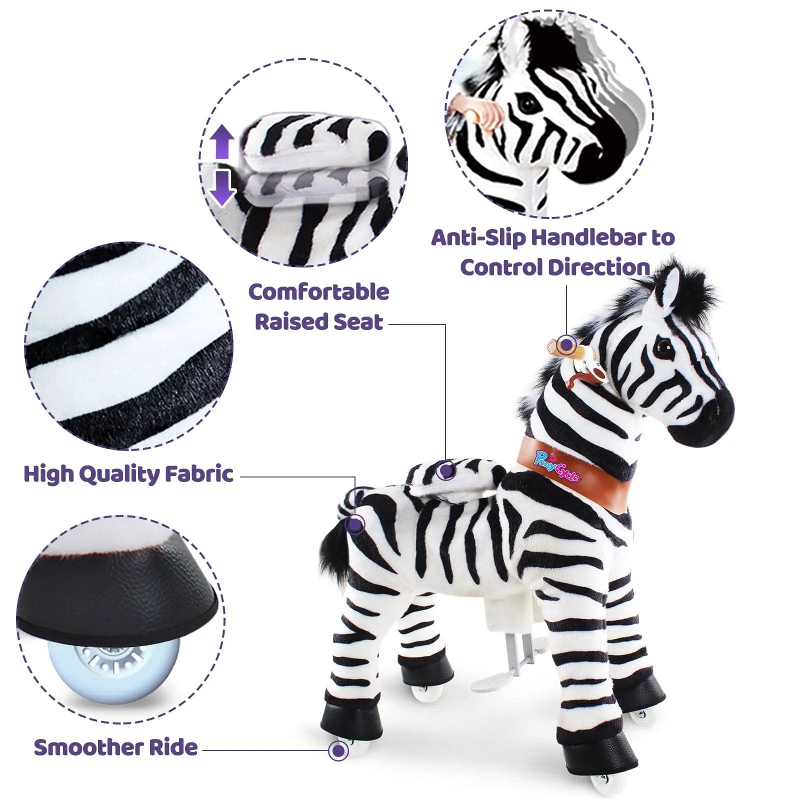 Model U® Zebra Ride-On Toy Age 4–7 - PonyCycle, Inc.