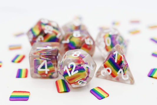 Foam Brain Games Pride Flag RPG Dice Set | For D&D & Tabletop RPGs | Dice Sets & Games
