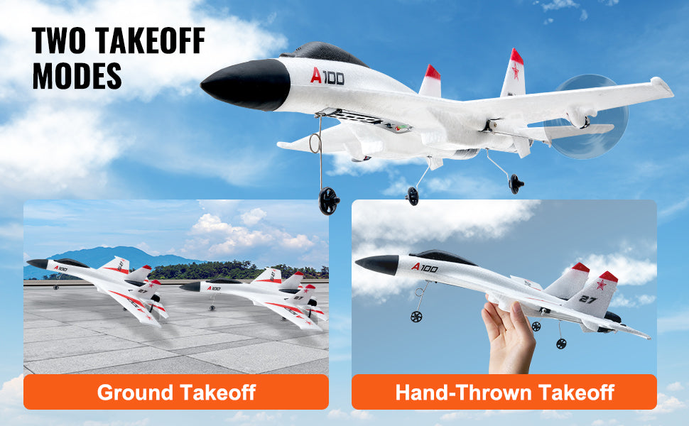 RC VEVOR SU27 2.4G Remote Control Glider Airplane with Dual Batteries - Foam Aircraft Toy for Children and Beginners