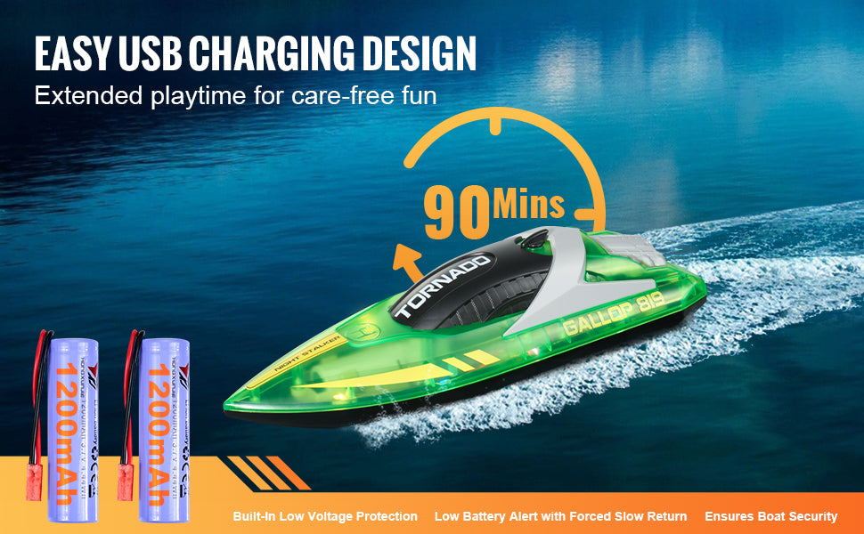 RC VEVOR HJ819 High-Speed Remote Control Racing Boat - Waterproof Electric RC Toy for Boys 14+