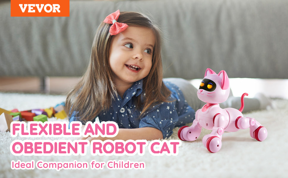 RC VEVOR Programmable Remote Control Cat Robot with Voice Commands and Touch-Sense Music - Fun Stunt Toy for Kids 3-6 Years